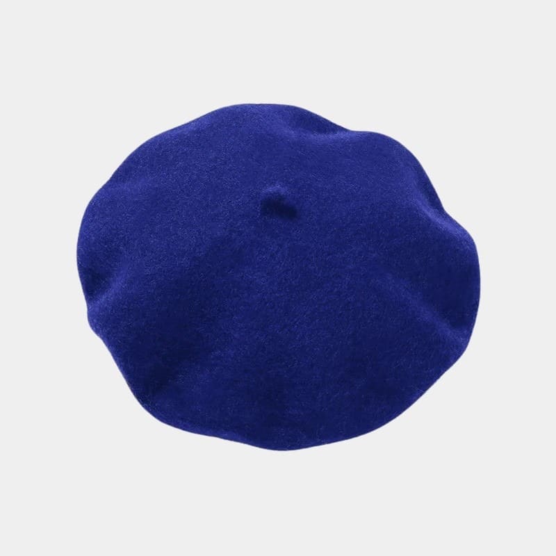 Béret bonnet bleu foncé en feutre de laine