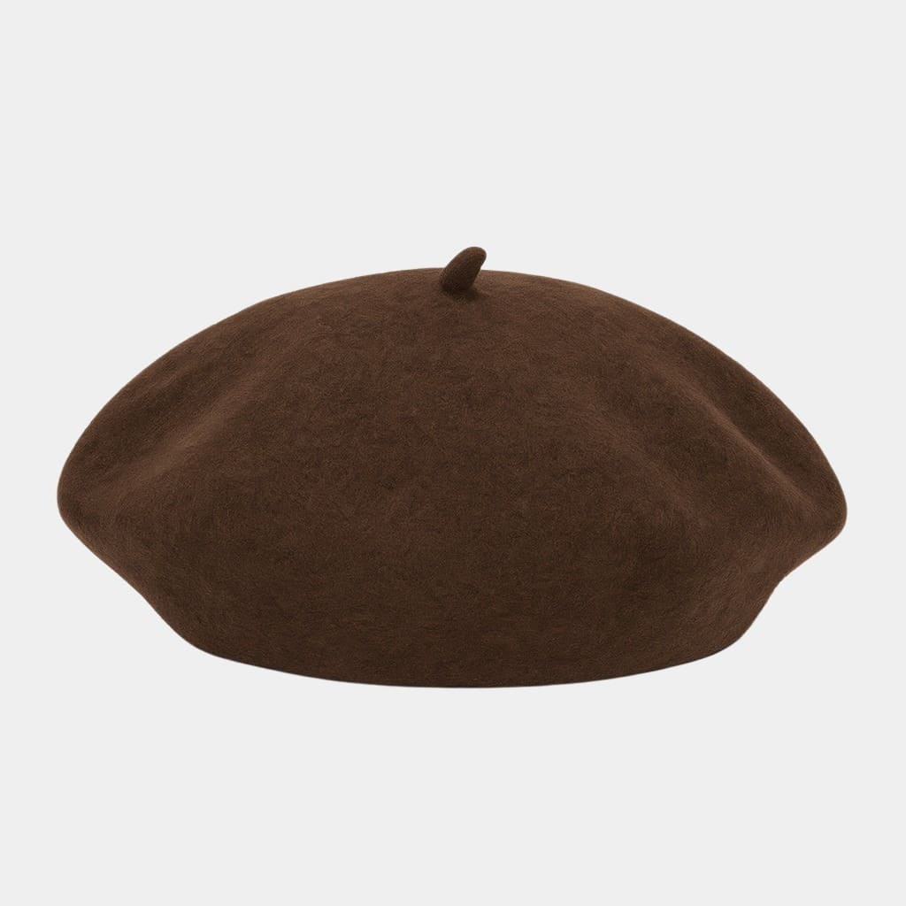 Béret bonnet marron foncé en feutre de laine