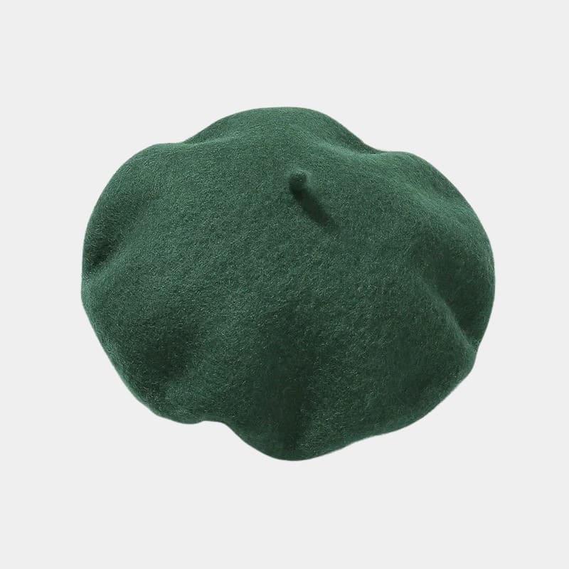Béret bonnet vert sapin en feutre de laine