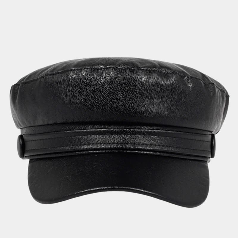Béret casquette noir en cuir