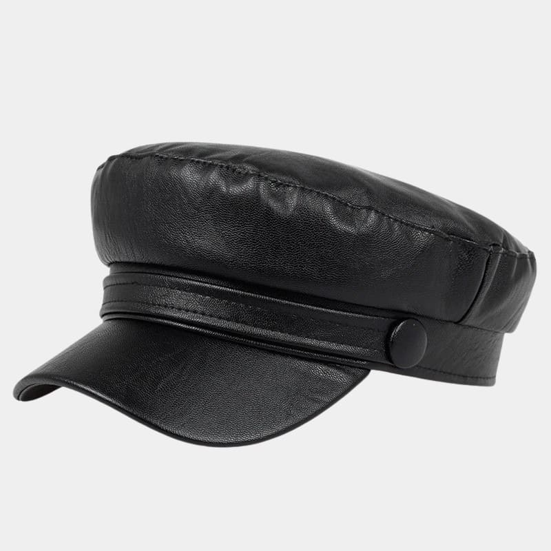 Béret casquette noir en cuir