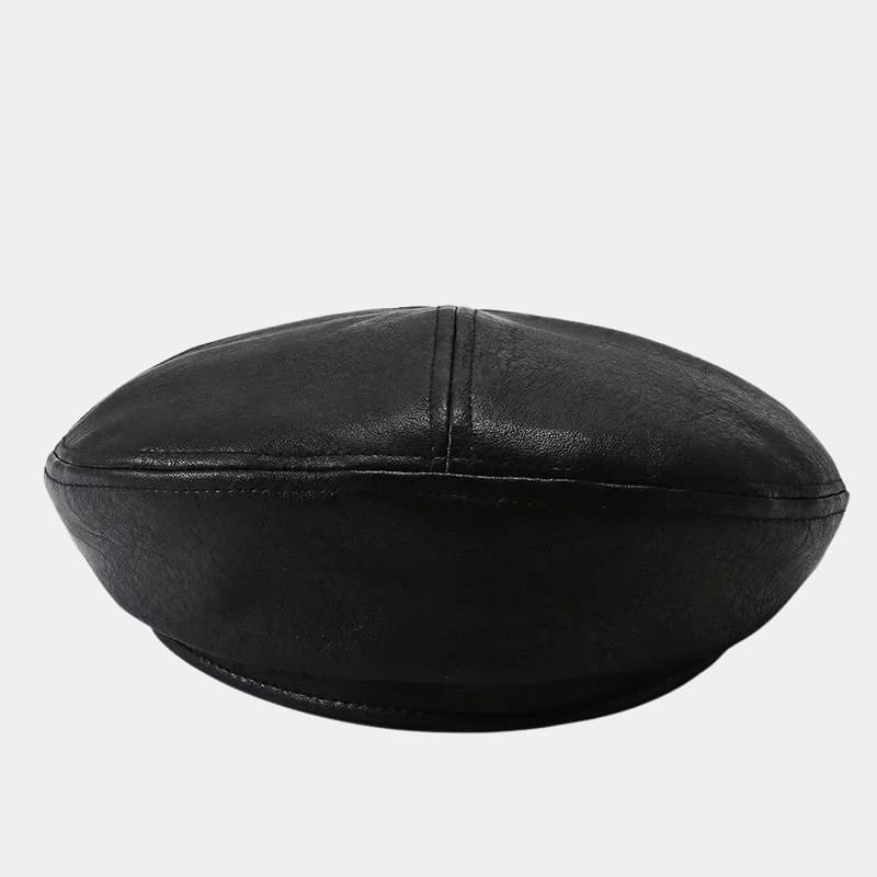 Béret en cuir noir