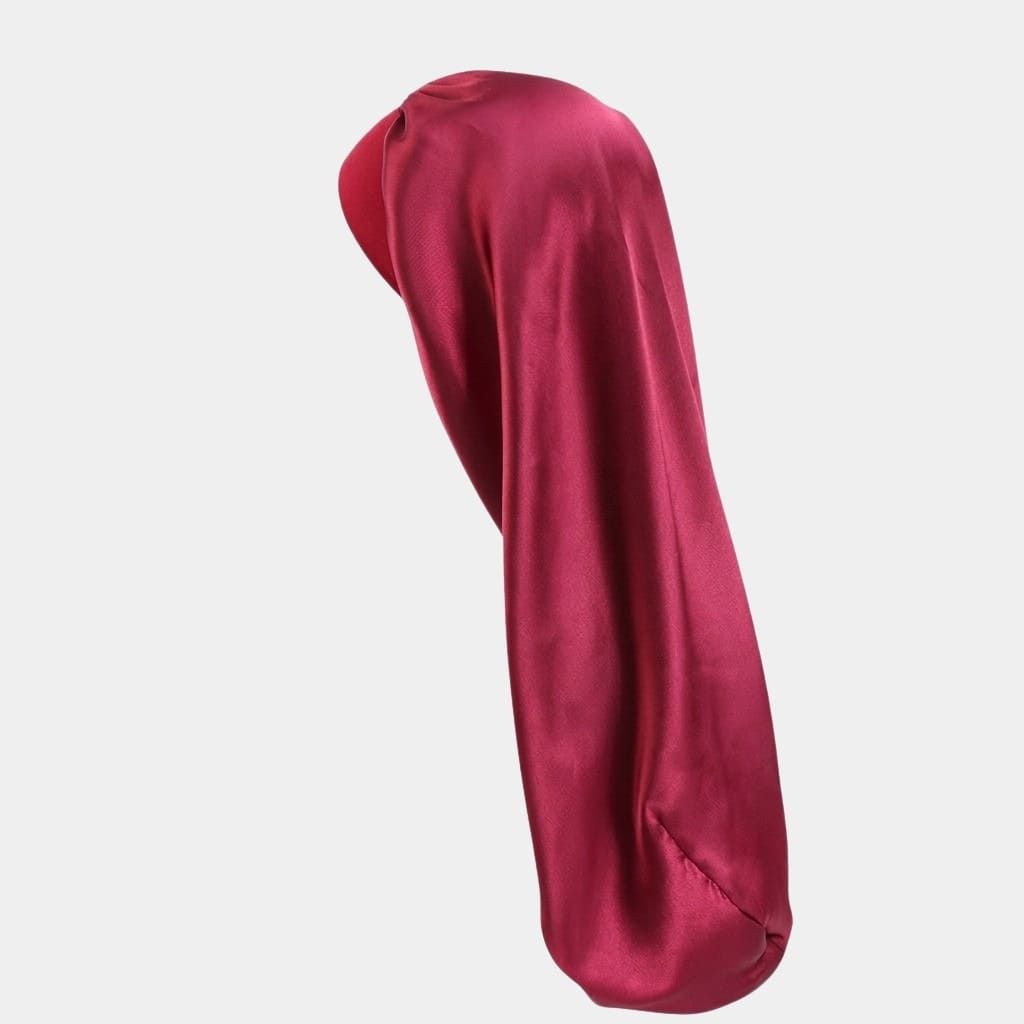 Bonnet de nuit en satin long bordeaux
