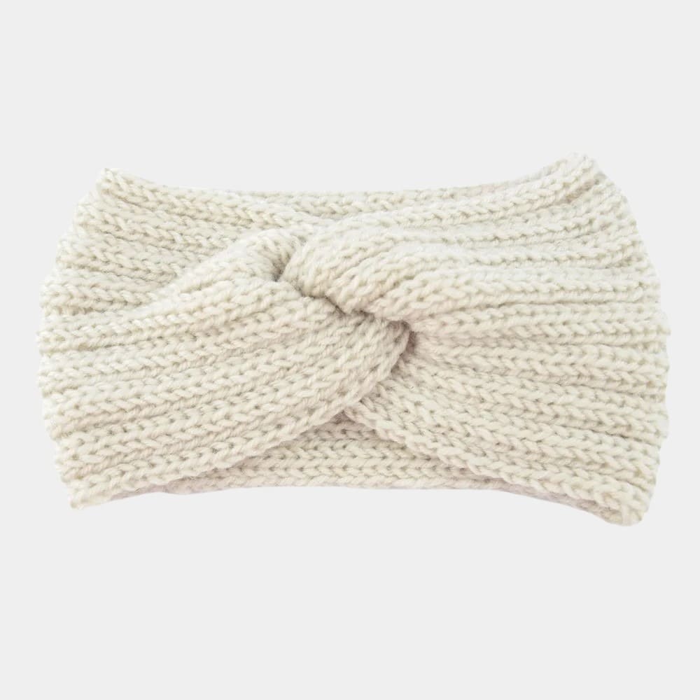 Bandeau en laine beige uni