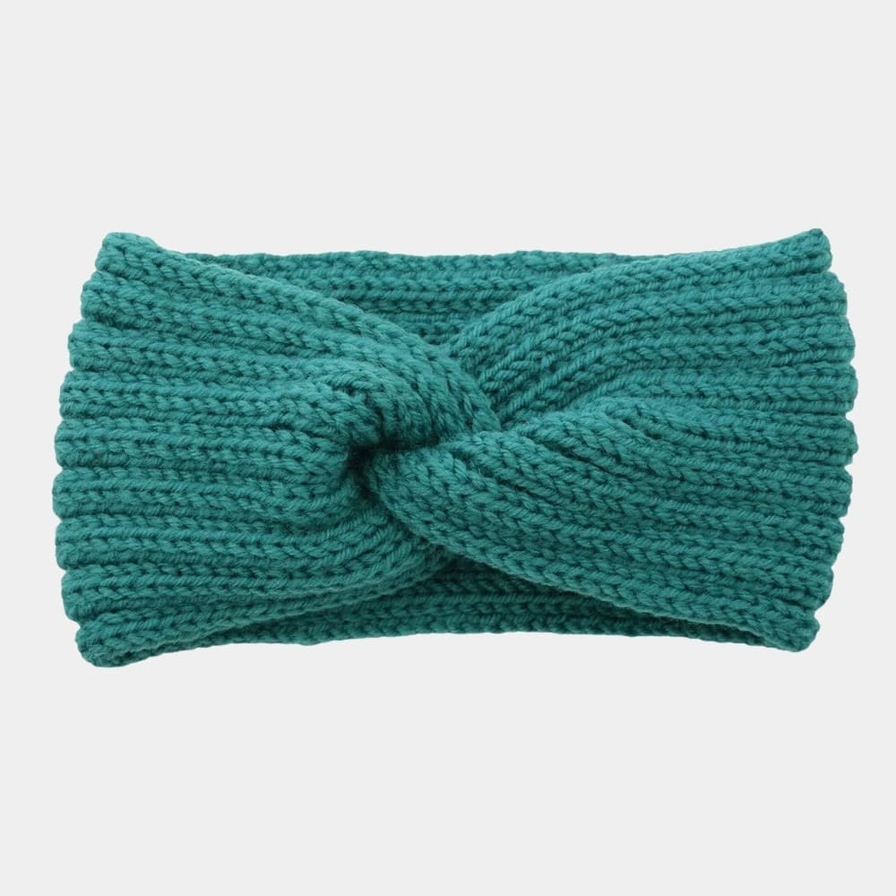 Bandeau en laine vert uni