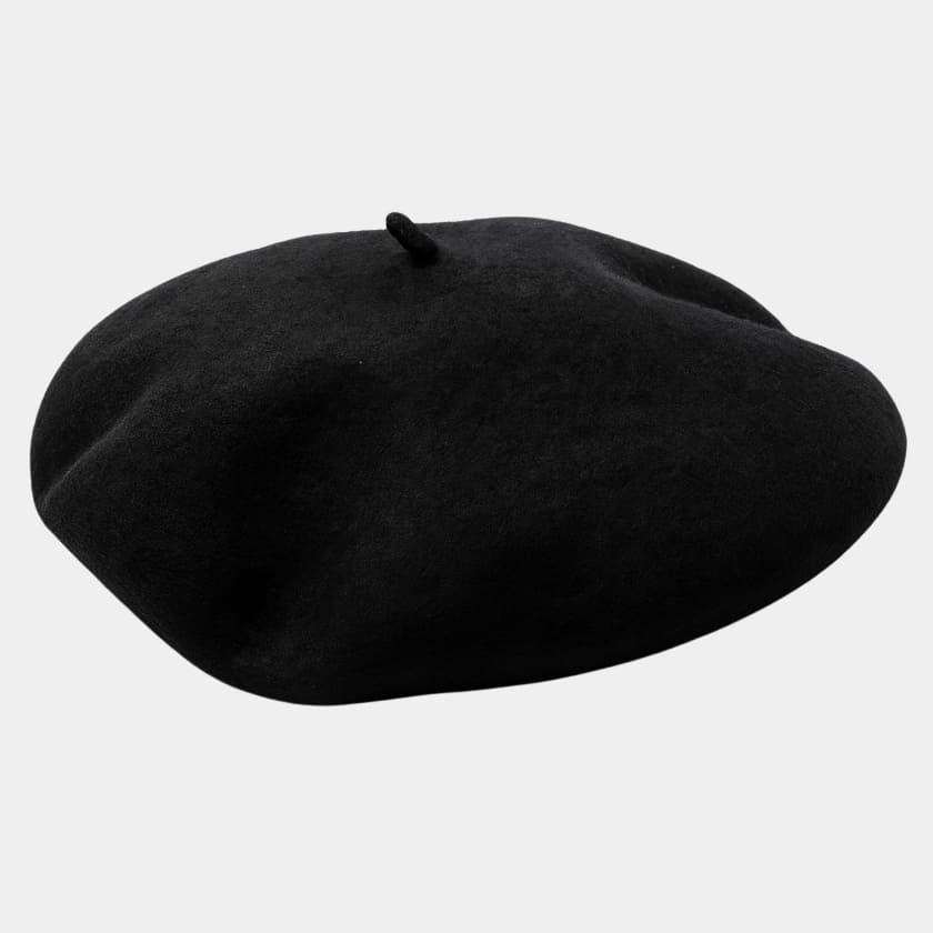 Béret basque large en laine noir