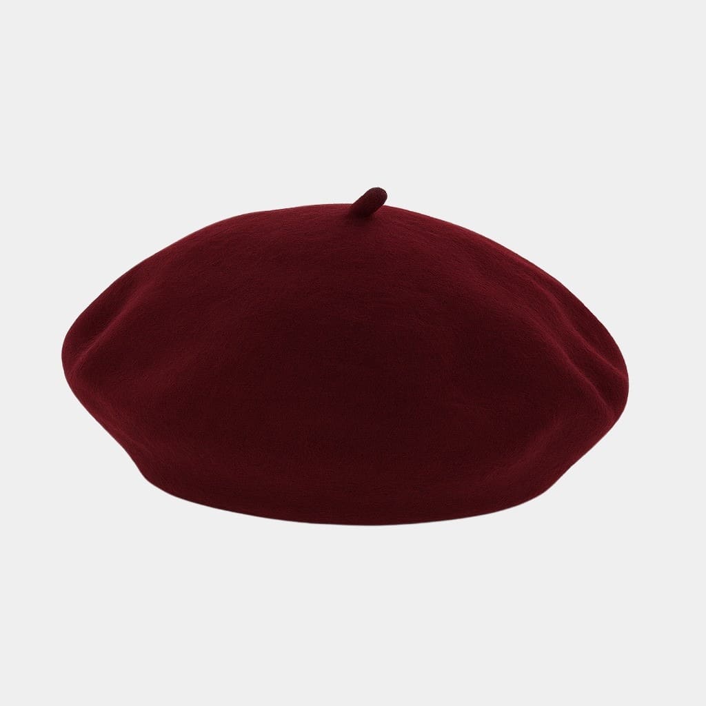 Béret bonnet bordeaux en feutre de laine