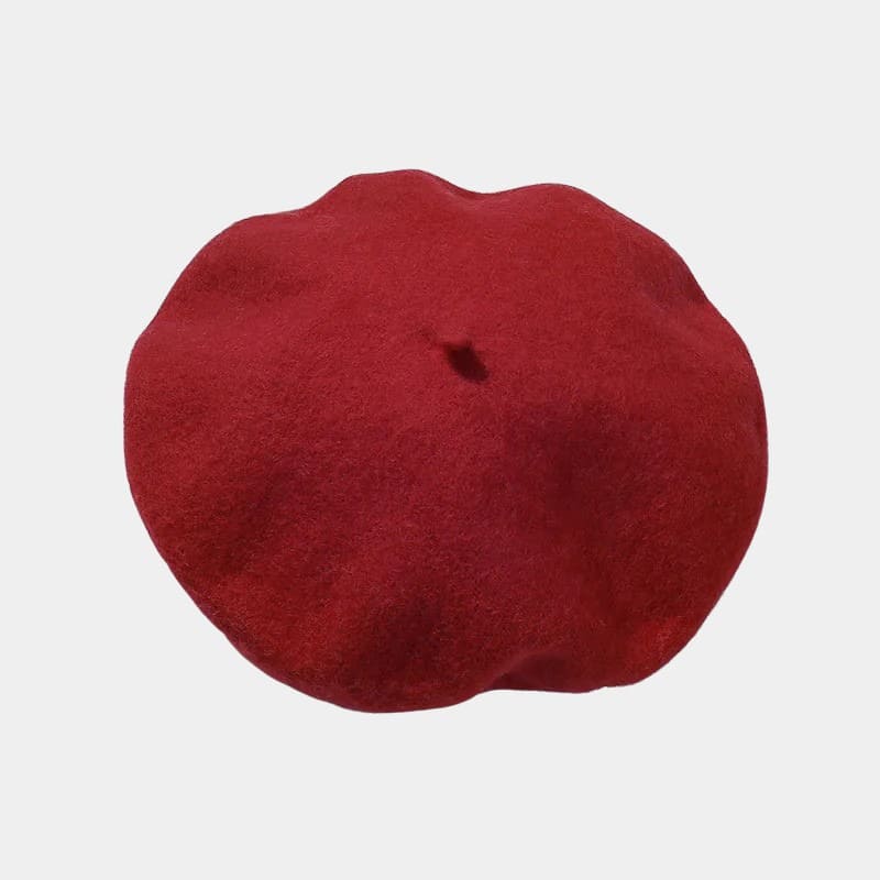 Béret bonnet rouge en feutre de laine