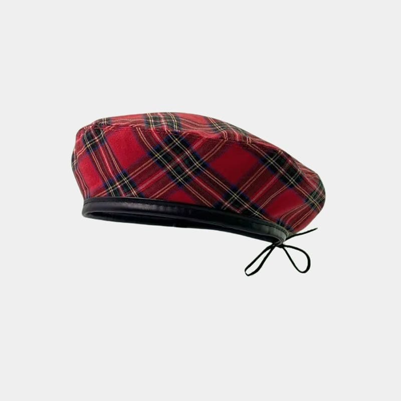 Béret à carreaux rouge
