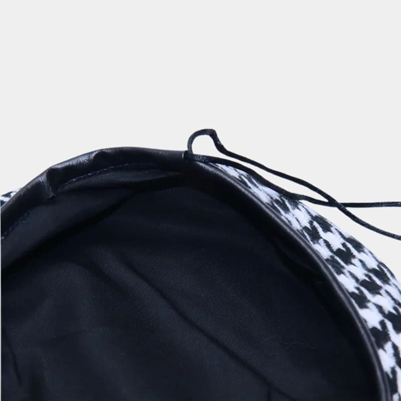 Béret pied-de-poule noir et blanc