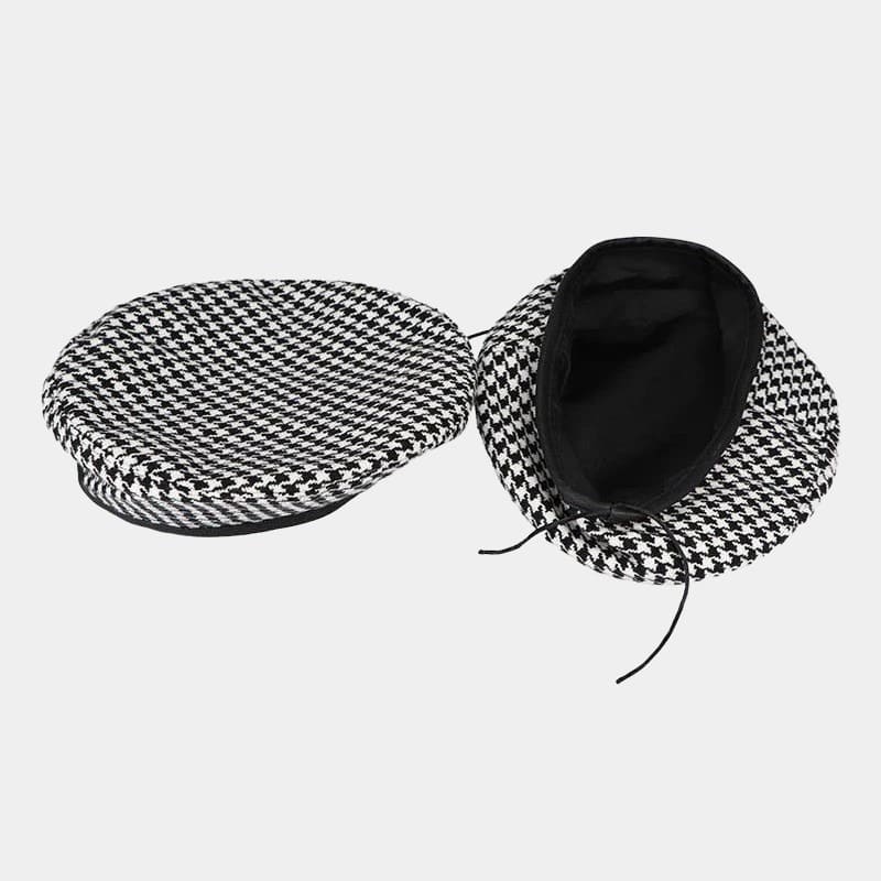 Béret pied-de-poule noir et blanc