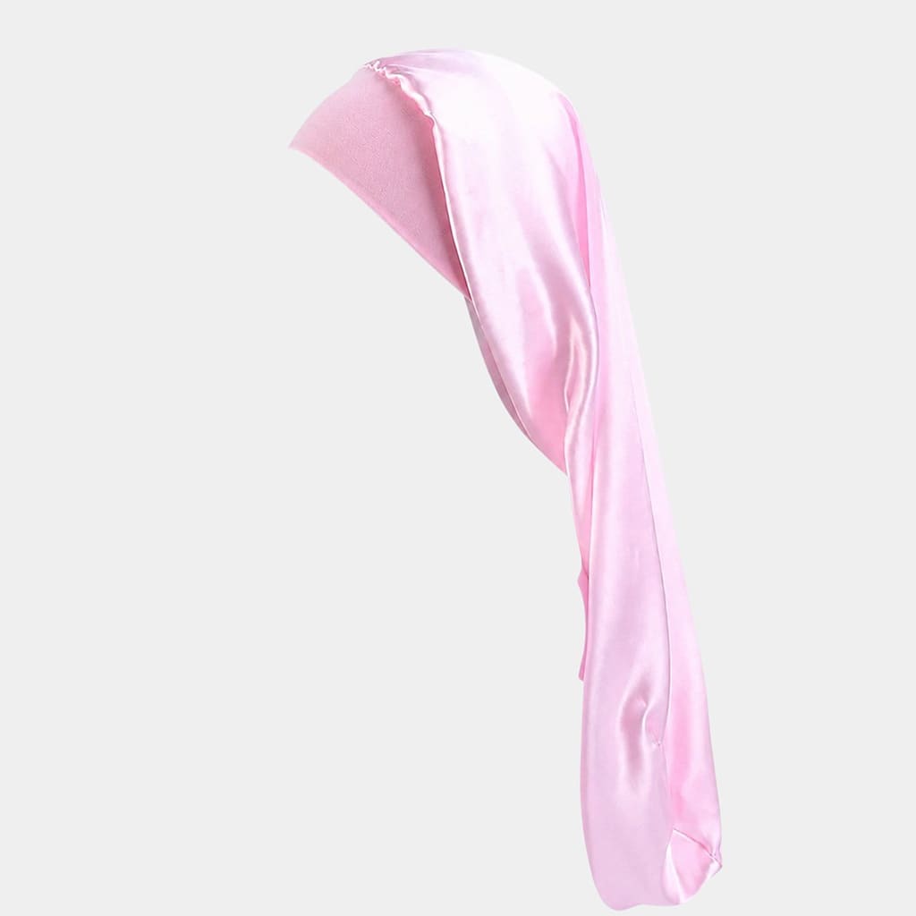 Bonnet de nuit en satin long rose clair
