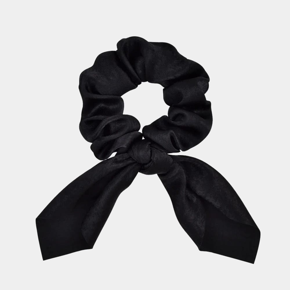 Chouchou foulard court noir avec nœud