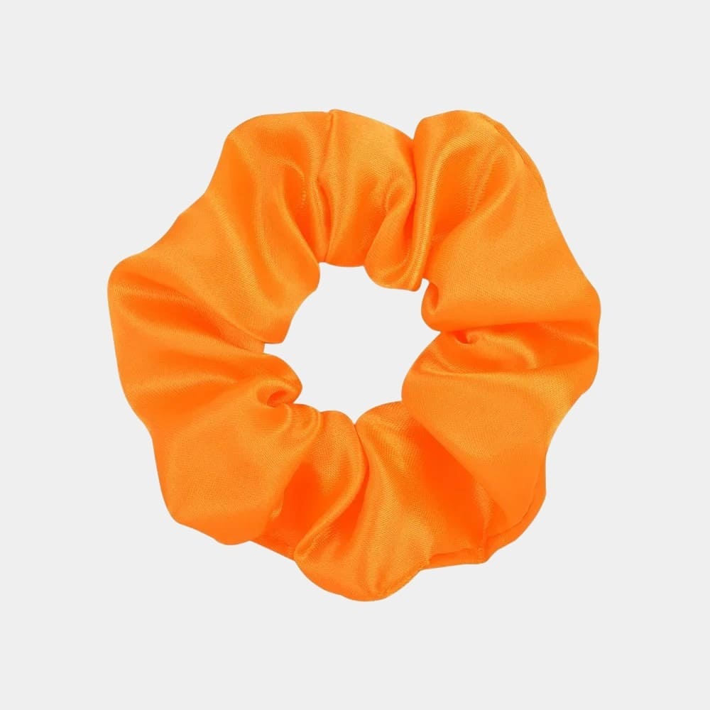 Chouchou en satin orange fluo