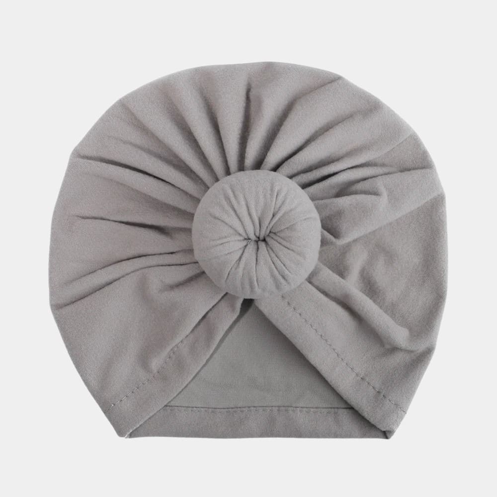 Turban bébé gris avec nœud