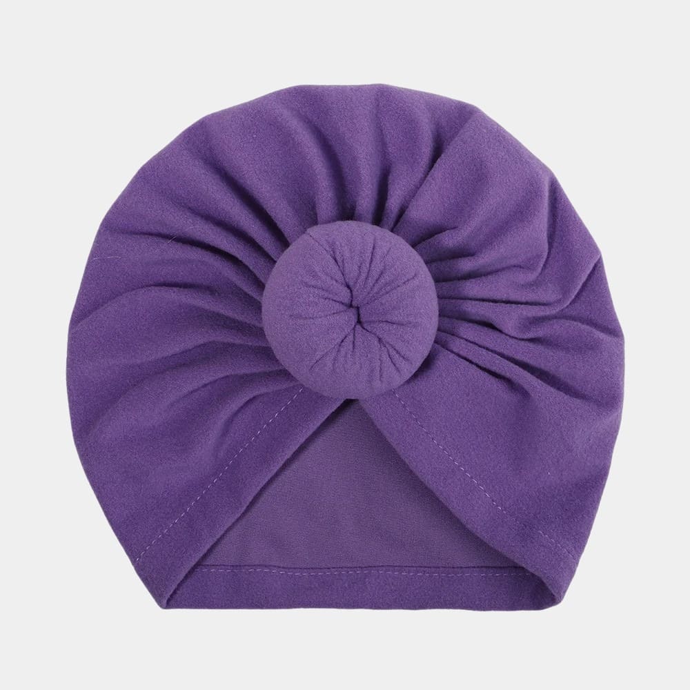 Turban bébé violet avec nœud