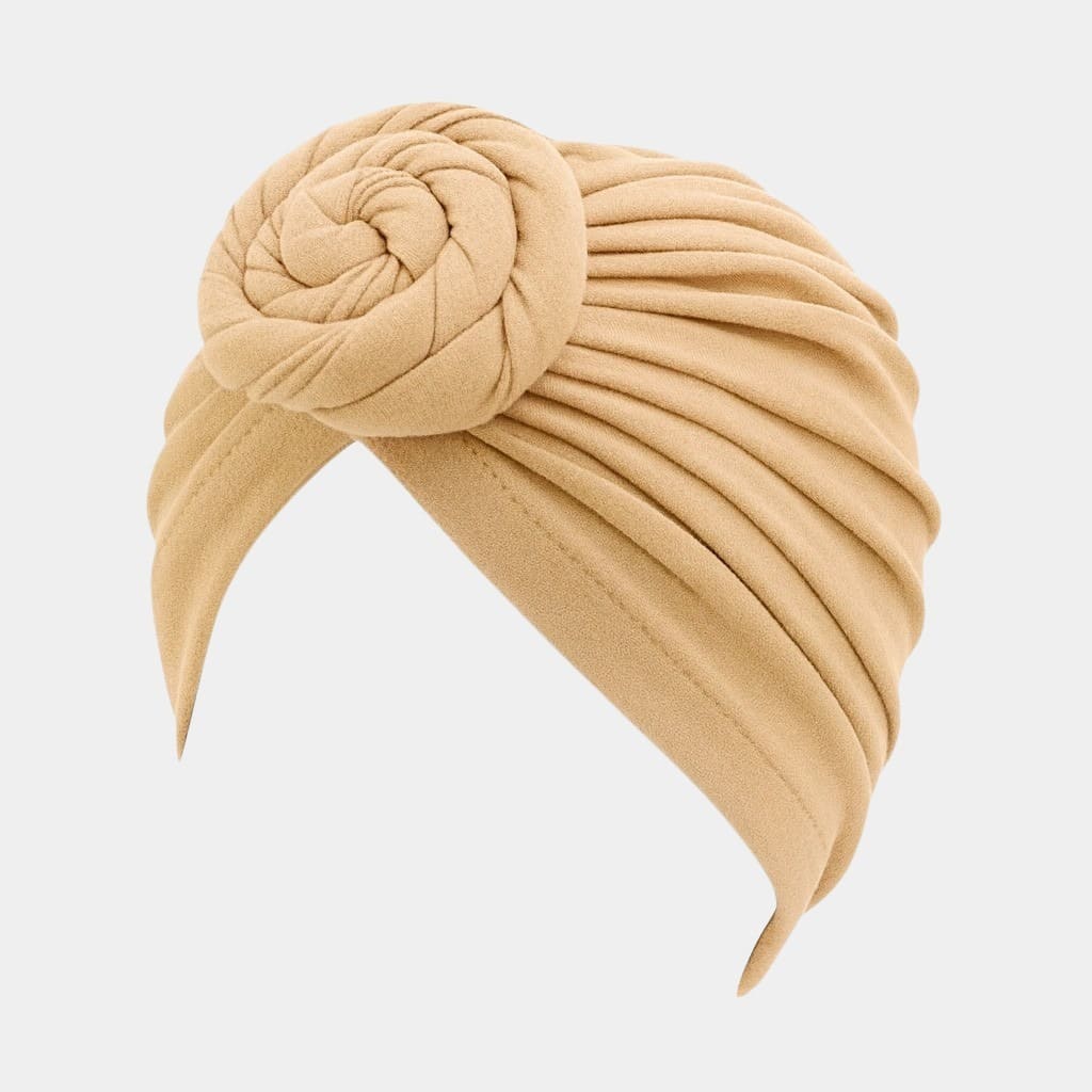 Turban beige désert avec gros nœud