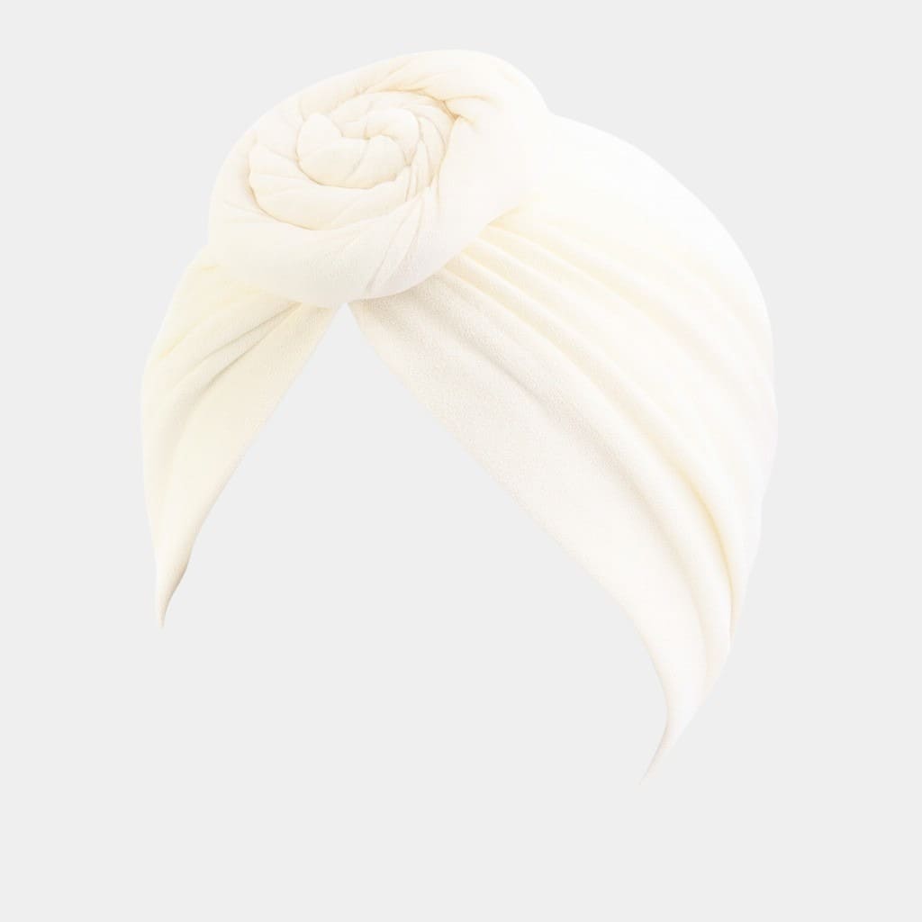 Turban blanc cassé avec gros nœud
