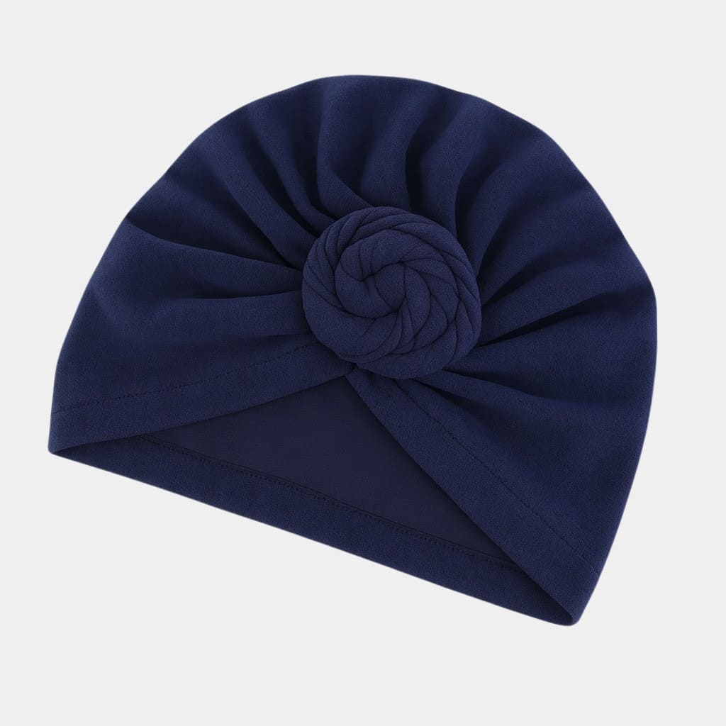 Turban bleu marine avec gros nœud