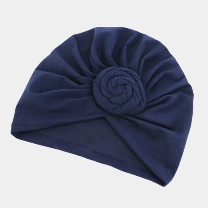 Turban bleu marine avec gros nœud