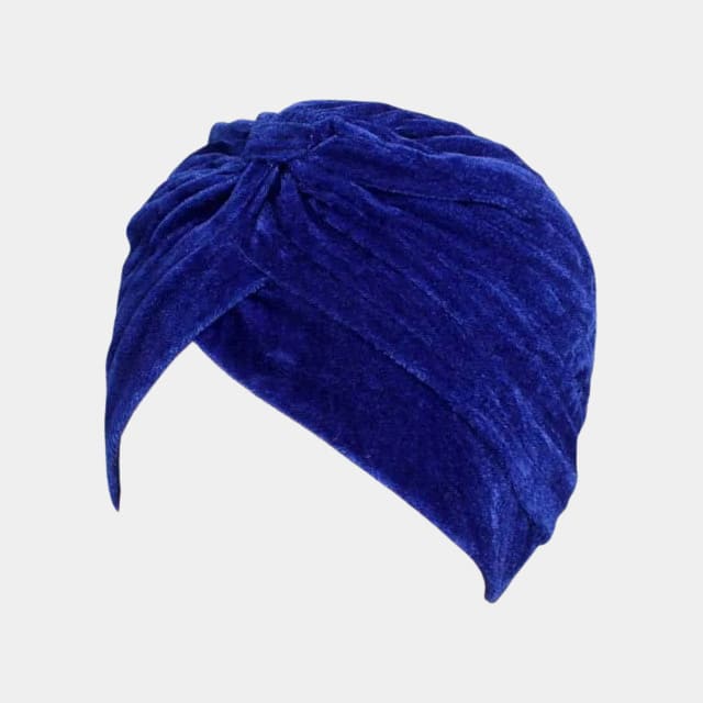 Turban bleu en velours