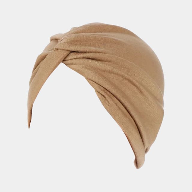 Turban croisé beige foncé