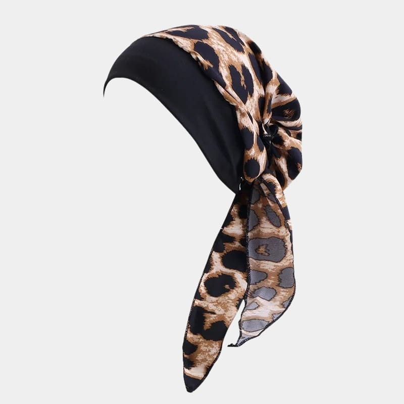 Turban foulard léopard à grandes taches