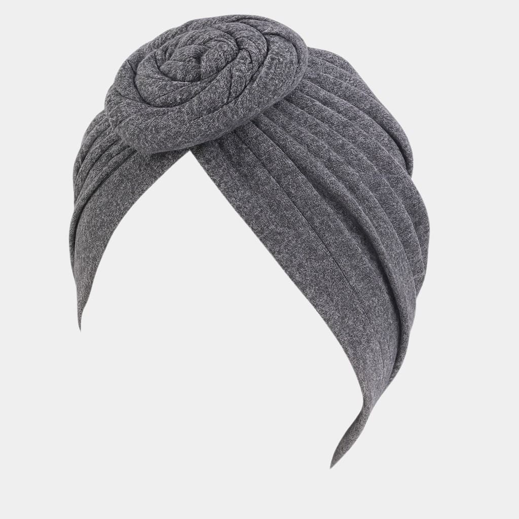 Turban gris chiné avec gros nœud