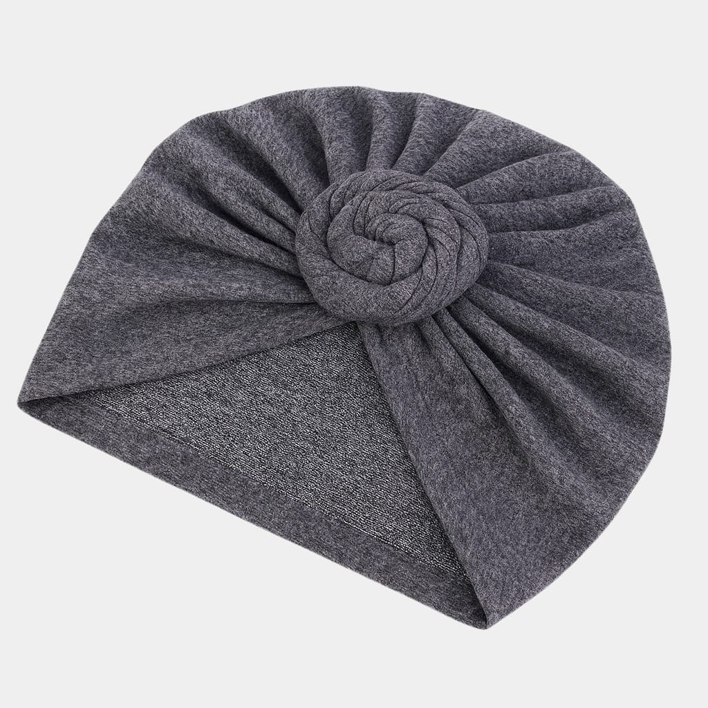 Turban gris chiné avec gros nœud