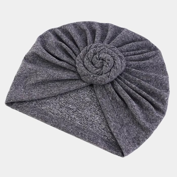 Turban gris chiné avec gros nœud