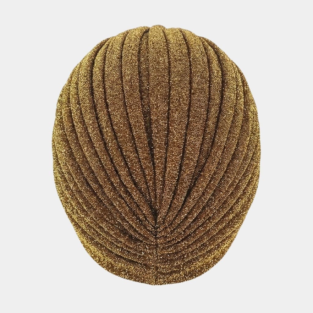 Turban marron doré avec paillettes