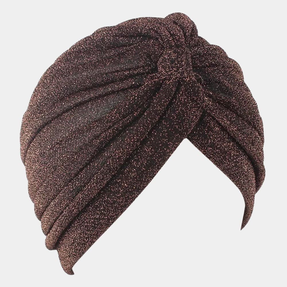 Turban marron foncé avec paillettes