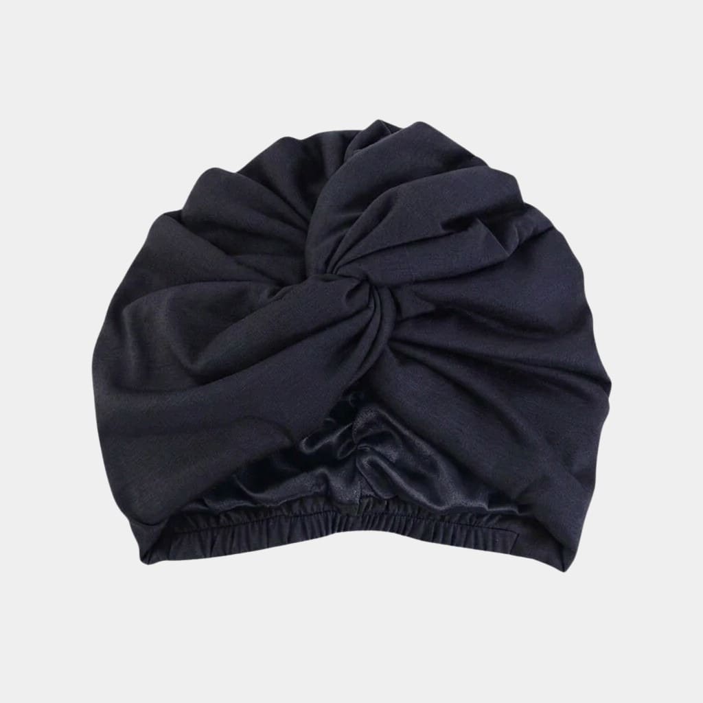 Turban noir doublé en satin
