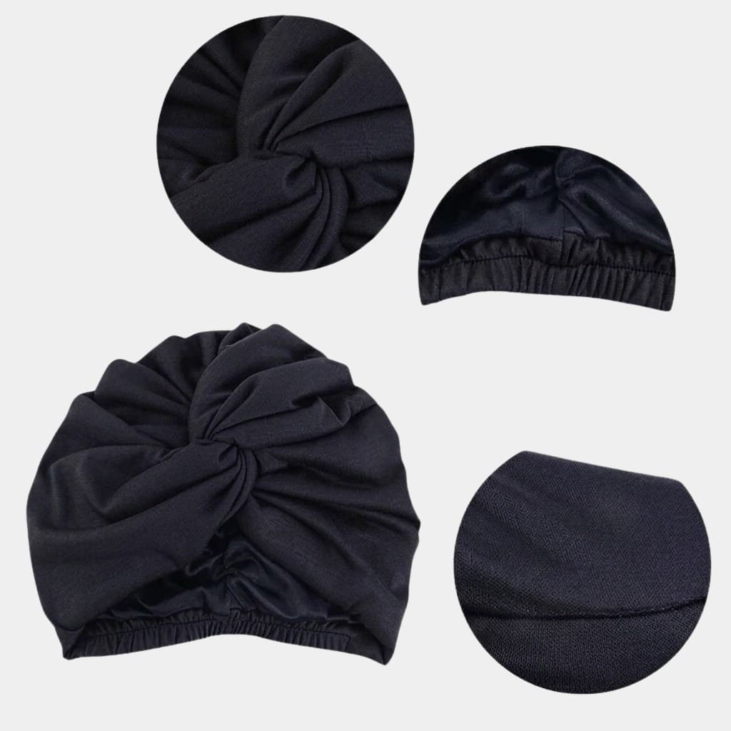 Turban noir doublé en satin