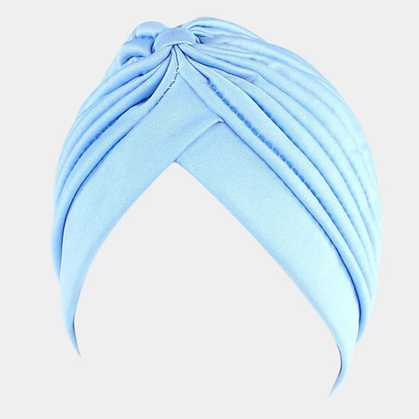 Light Blue Pleated Turban | Meolina