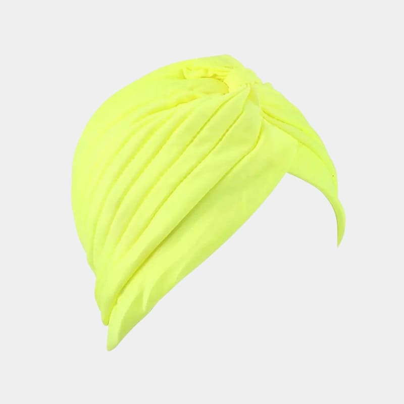 Turban plissé jaune fluo