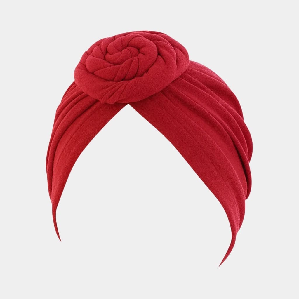 Turban rouge vin avec gros nœud