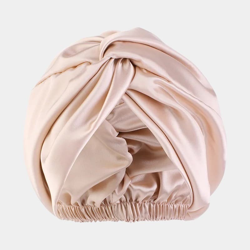 Turban en satin beige champagne