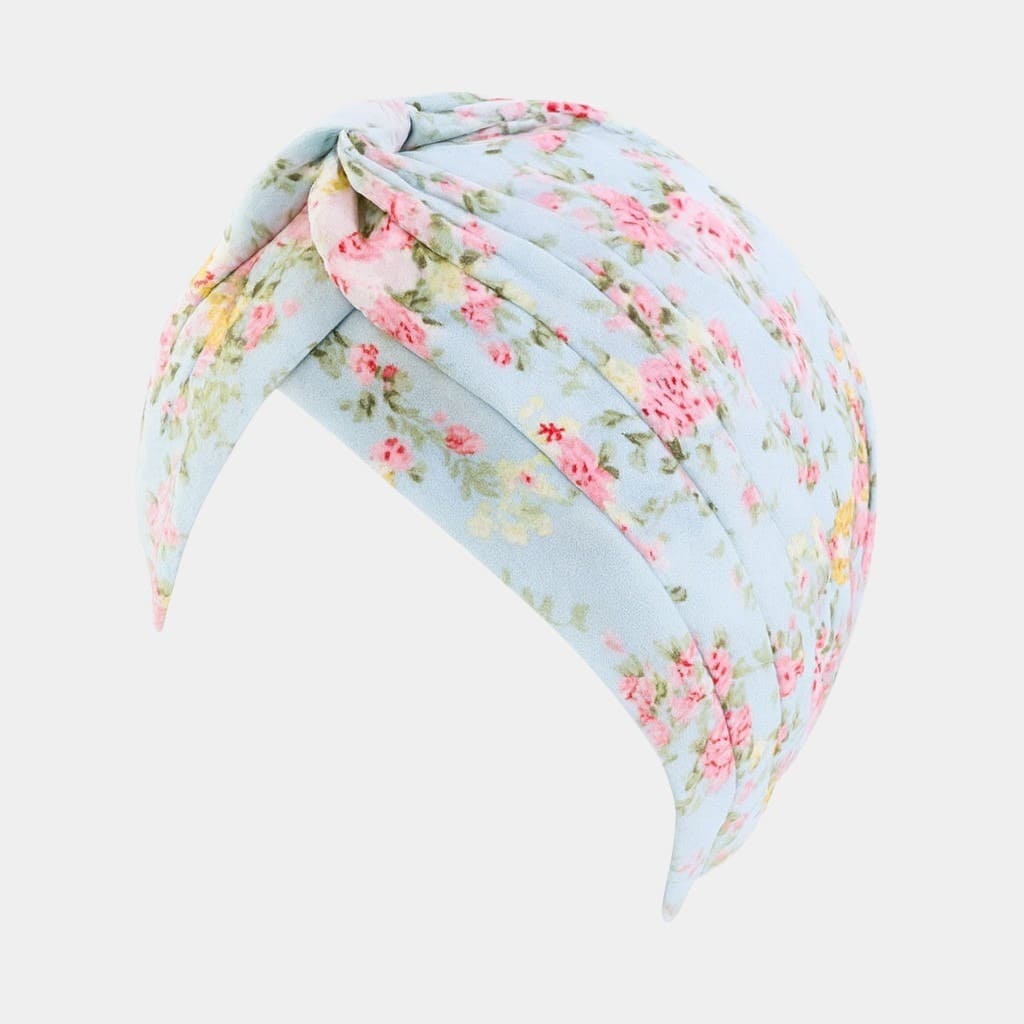 Turban vert clair à fleurs