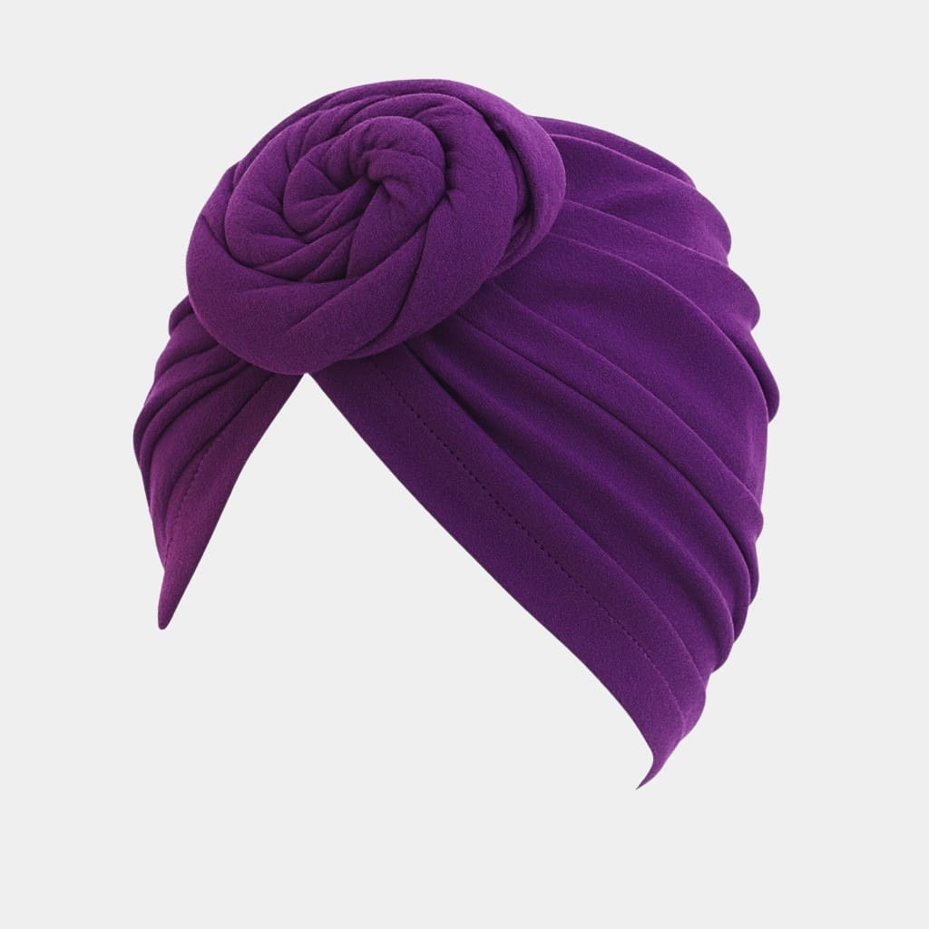 Turban violet foncé avec gros nœud