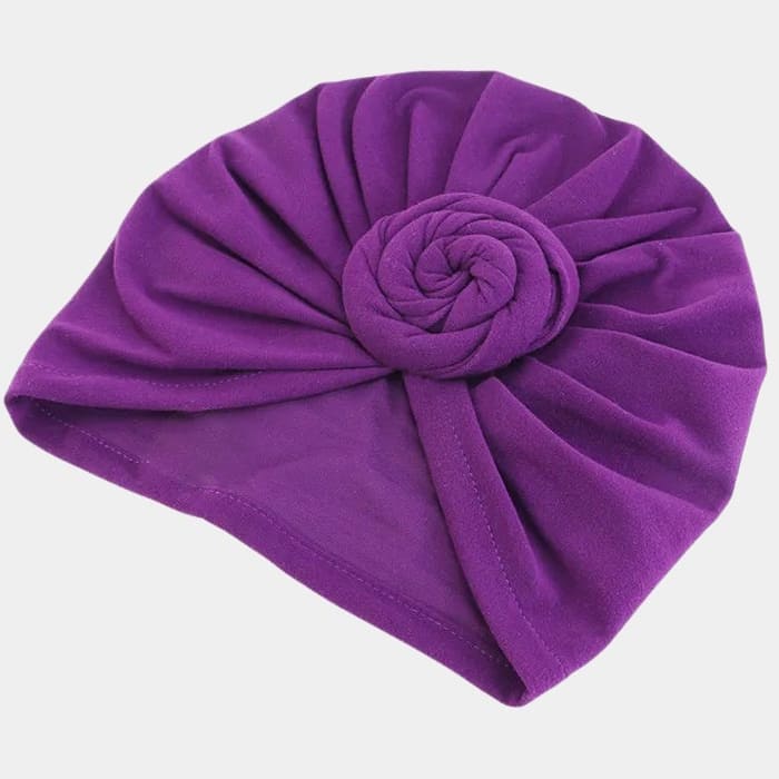 Turban violet foncé avec gros nœud